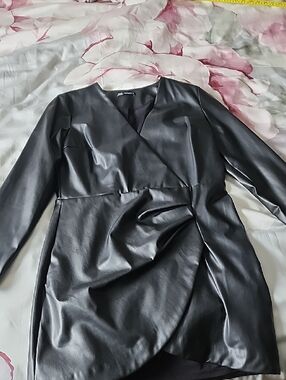 Zara Black Faux Leather Dress